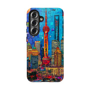 Shanghai Skyline Collage Pop Art Tough Phone Case LavenderCeleste