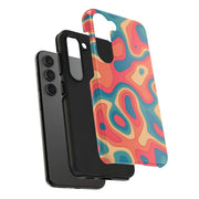 Retro Coral Abstract Mid-Century Tough Phone Case LavenderCeleste
