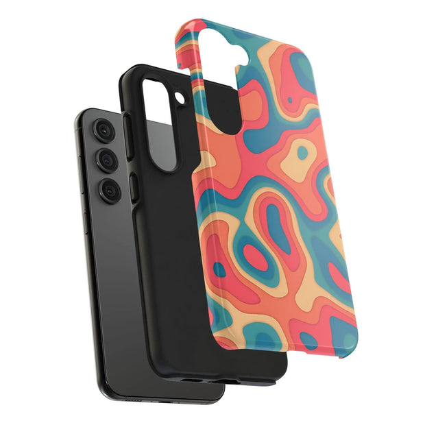 Retro Coral Abstract Mid-Century Tough Phone Case LavenderCeleste