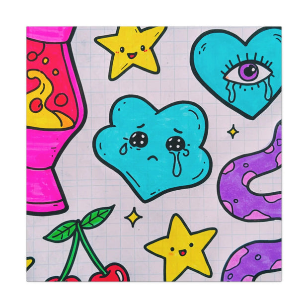 Kawaii Lava Lamp Sad Cloud Snake Matte Canvas Print LavenderCeleste