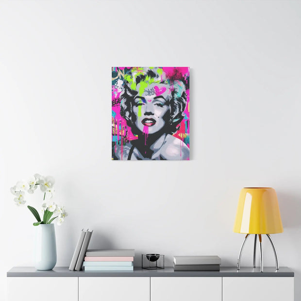 Marilyn Monroe Graffiti Matte Canvas – Neon Pop Art Street Style Wall Decor - LavenderCeleste