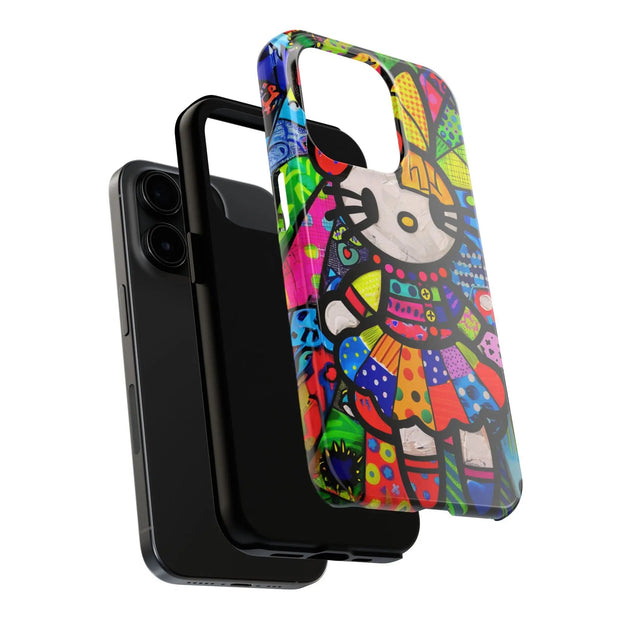 Pop Patchwork Kitty Tough Phone Case LavenderCeleste