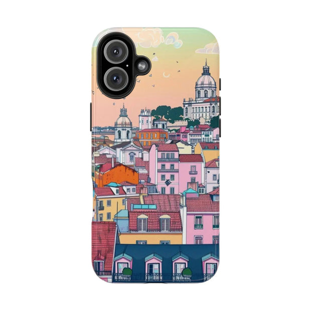 Lisbon Portugal Tough Phone Case – Pastel City Skyline Aesthetic