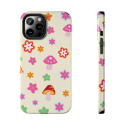 Retro Mushroom Flower Power Tough Phone Case LavenderCeleste