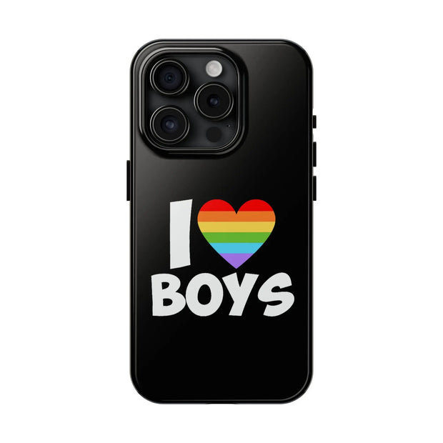 I Love Boys Pride Tough Phone Case – LGBTQ+ Rainbow Heart Design