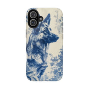 Blue Toile German Shepherd Scenic Tough Phone Case LavenderCeleste