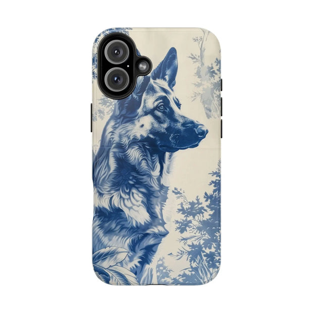 Blue Toile German Shepherd Scenic Tough Phone Case LavenderCeleste