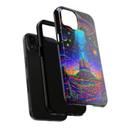 Psychedelic Neon UFO Abduction Tough Phone Case LavenderCeleste