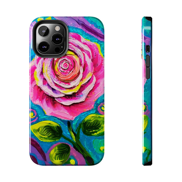 Vibrant Pink Rose Abstract Tough Phone Case LavenderCeleste