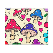 Kawaii Mushroom Cherry Flower Matte Canvas Print LavenderCeleste