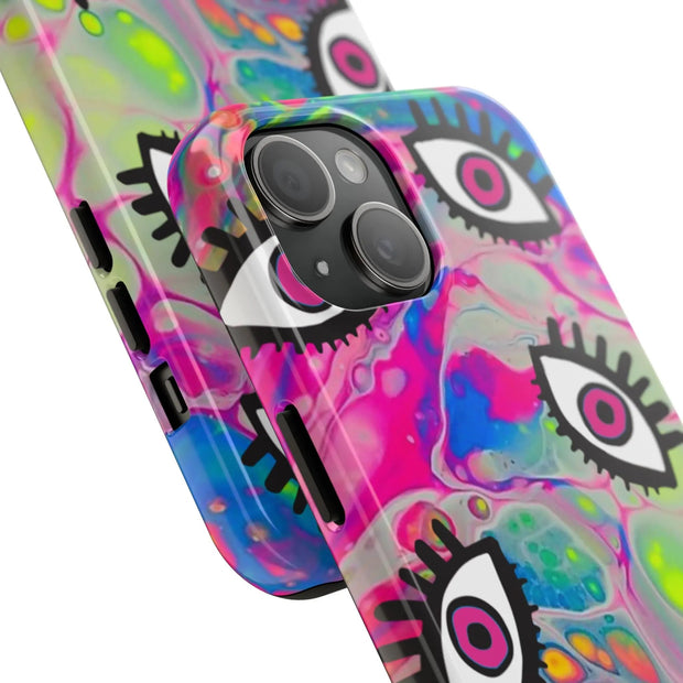 Hot Pink Evil Eye Psychedelic Tough Phone Case LavenderCeleste