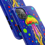 Vibrant Neon Jellyfish Cosmic Sea Tough Phone Case