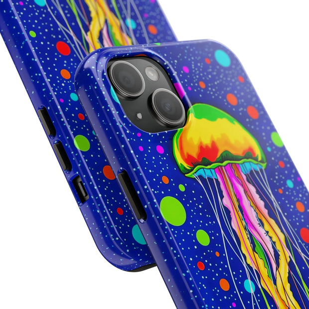 Vibrant Neon Jellyfish Cosmic Sea Tough Phone Case