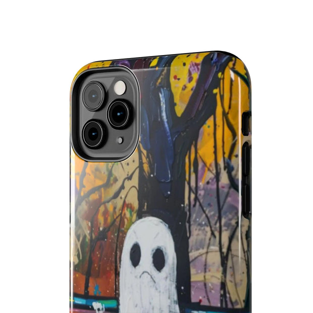 Sad Ghost on Park Bench Abstract Art Phone Case LavenderCeleste