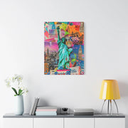 Vibrant New York Collage Matte Canvas – Statue of Liberty Pop Art Printify