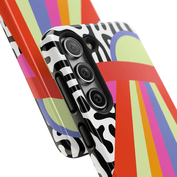 Retro Mod UFO Rainbow Beam Tough Phone Case LavenderCeleste