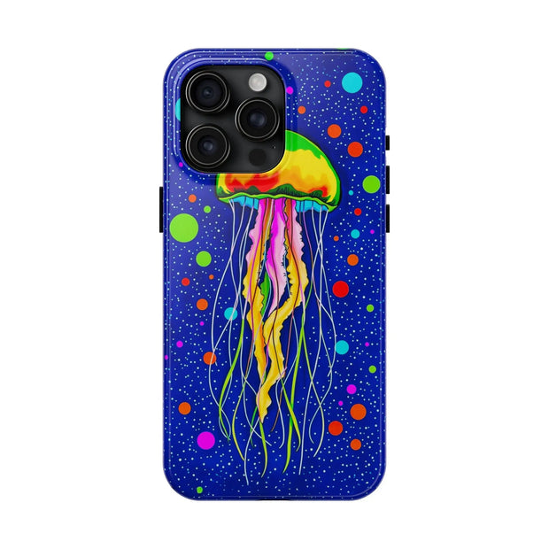Vibrant Neon Jellyfish Cosmic Sea Tough Phone Case