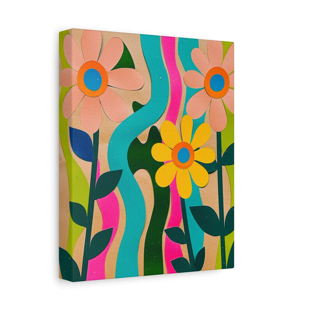 Groovy Paper Cut Flower Matte Canvas Art LavenderCeleste