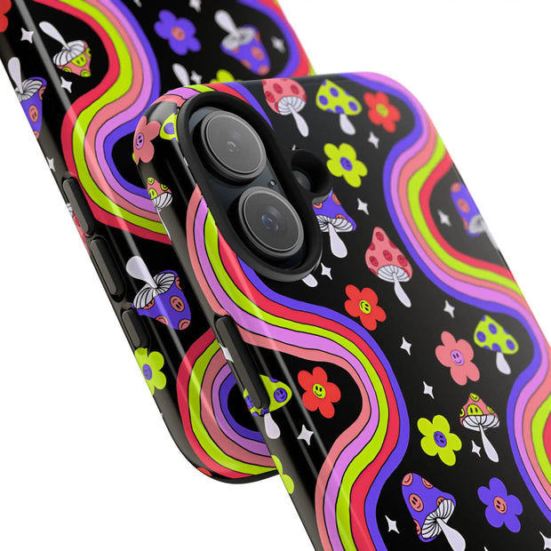 Groovy Mushroom Rainbow Tough Phone Case LavenderCeleste