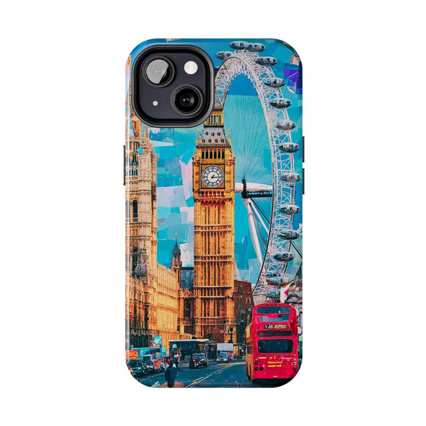 London Big Ben Collage Tough Phone Case – Vibrant City Pop Art Design