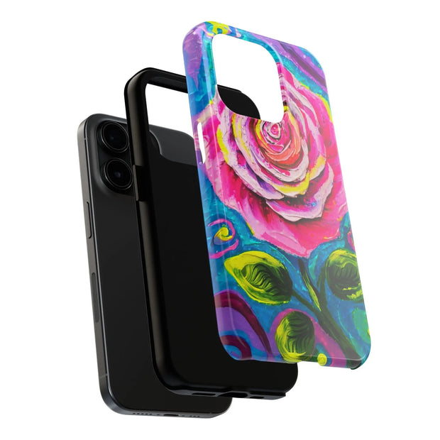 Vibrant Pink Rose Abstract Tough Phone Case LavenderCeleste