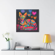 Neon Sphynx Love Pop Art Matte Canvas Wall Art LavenderCeleste