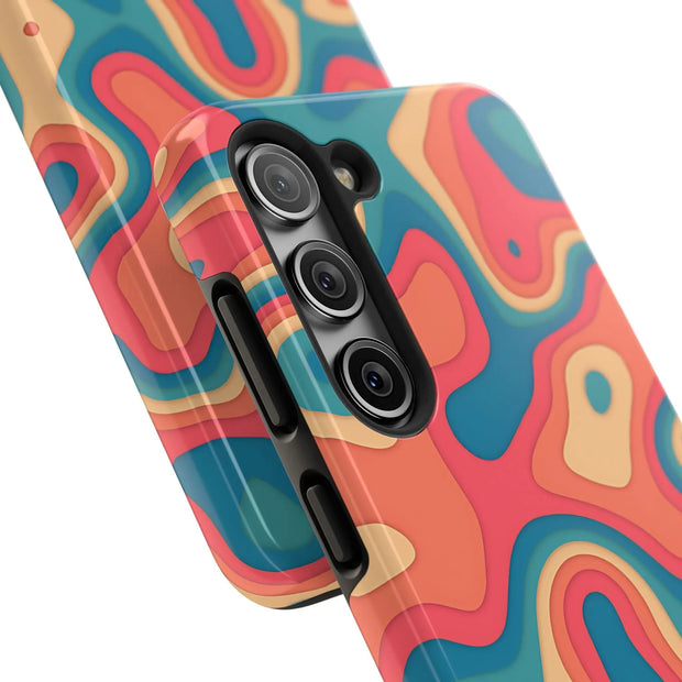 Retro Coral Abstract Mid-Century Tough Phone Case LavenderCeleste