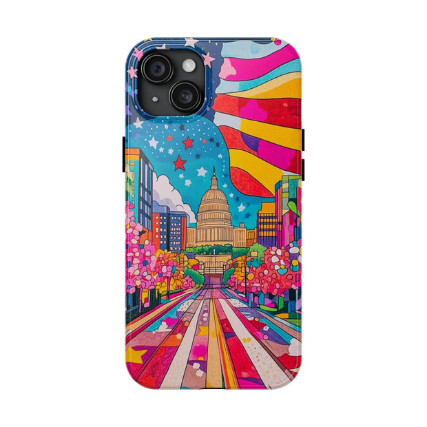 Washington DC Psychedelic Capitol Rainbow Tough Phone Case LavenderCeleste
