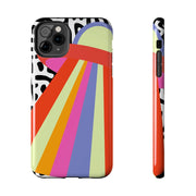 Retro Mod UFO Rainbow Beam Tough Phone Case LavenderCeleste