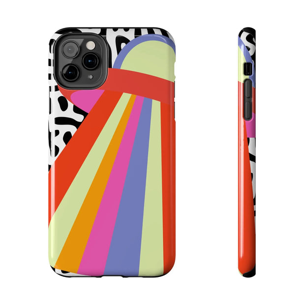 Retro Mod UFO Rainbow Beam Tough Phone Case LavenderCeleste
