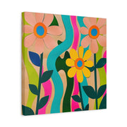 Groovy Paper Cut Flower Matte Canvas Art LavenderCeleste