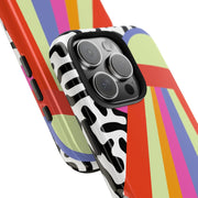 Retro Mod UFO Rainbow Beam Tough Phone Case LavenderCeleste