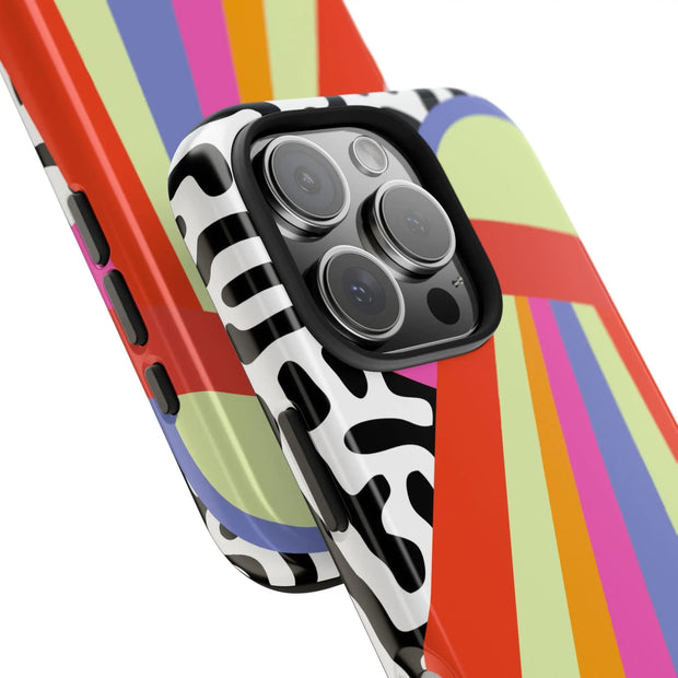 Retro Mod UFO Rainbow Beam Tough Phone Case LavenderCeleste