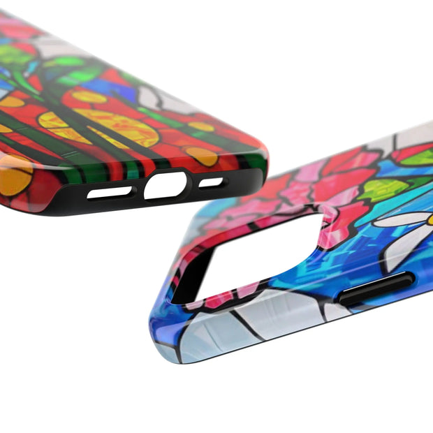 January Carnation Stained Glass Birth Flower Tough Phone Case