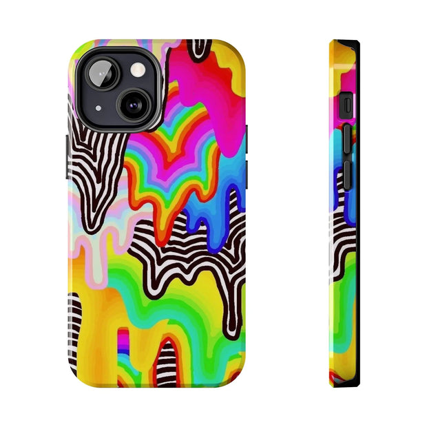Psychedelic Rainbow Drip Tough Phone Case LavenderCeleste
