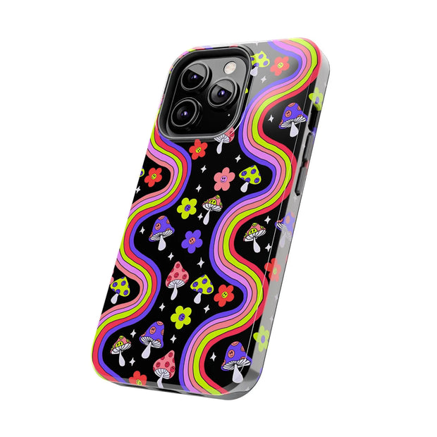 Groovy Mushroom Rainbow Tough Phone Case LavenderCeleste