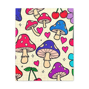 Kawaii Mushroom Cherry Flower Matte Canvas Print LavenderCeleste