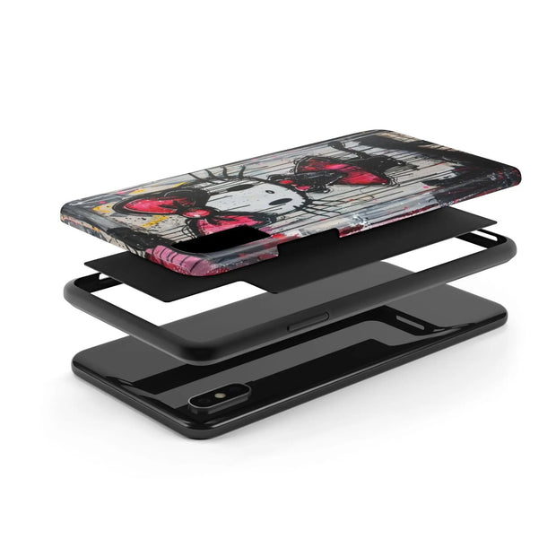 Goth Bow Cat Graffiti Pop Art Tough Phone Case LavenderCeleste