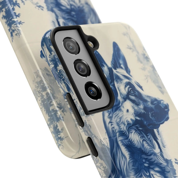 Blue Toile German Shepherd Scenic Tough Phone Case LavenderCeleste