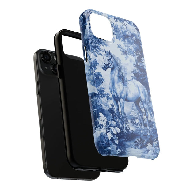 Blue Toile Horse Country Scenic Tough Phone Case LavenderCeleste