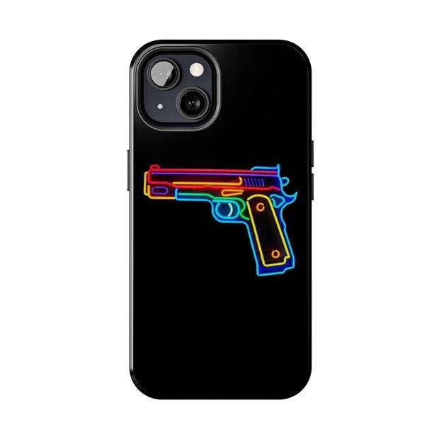 Neon Rainbow Gun Tough Phone Case – Bold Retro Vaporwave Aesthetic Printify
