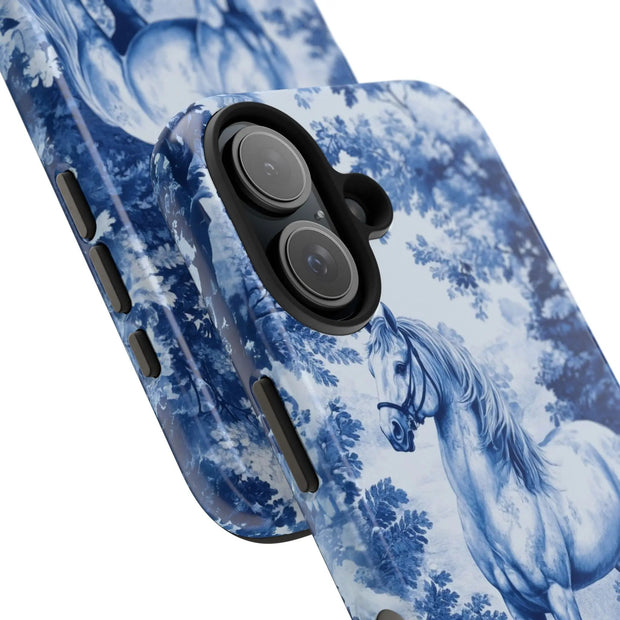 Blue Toile Horse Country Scenic Tough Phone Case LavenderCeleste