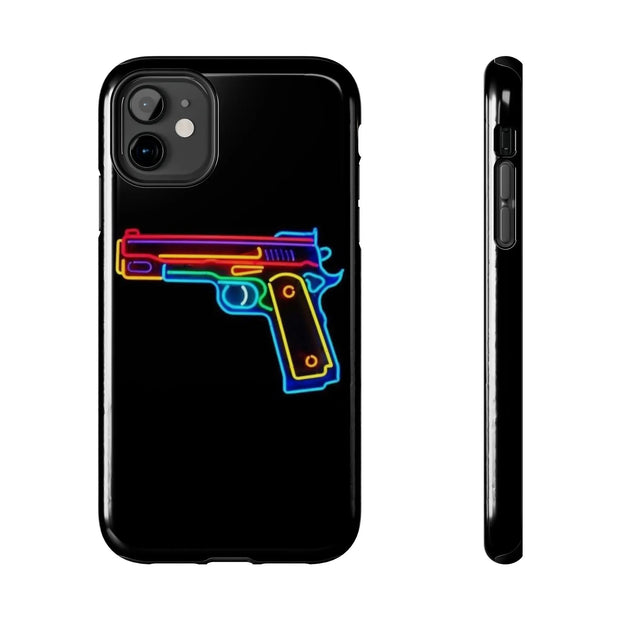 Neon Rainbow Gun Tough Phone Case – Bold Retro Vaporwave Aesthetic Printify