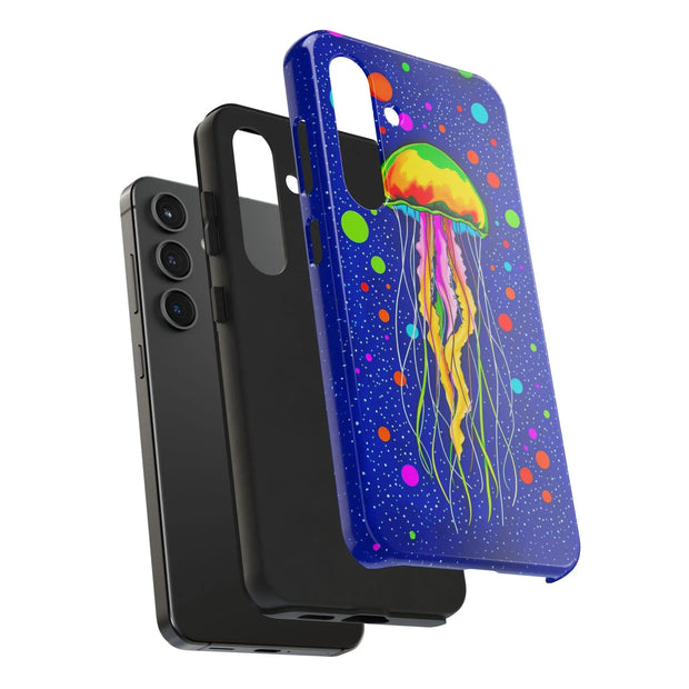 Vibrant Neon Jellyfish Cosmic Sea Tough Phone Case