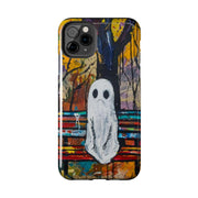Sad Ghost on Park Bench Abstract Art Phone Case LavenderCeleste