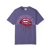Taurus AF Glitter Lips Zodiac Comfort Colors Tee LavenderCeleste