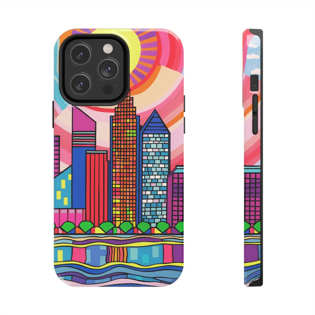 Tulsa Oklahoma Retro Pop Skyline Tough Phone Case LavenderCeleste