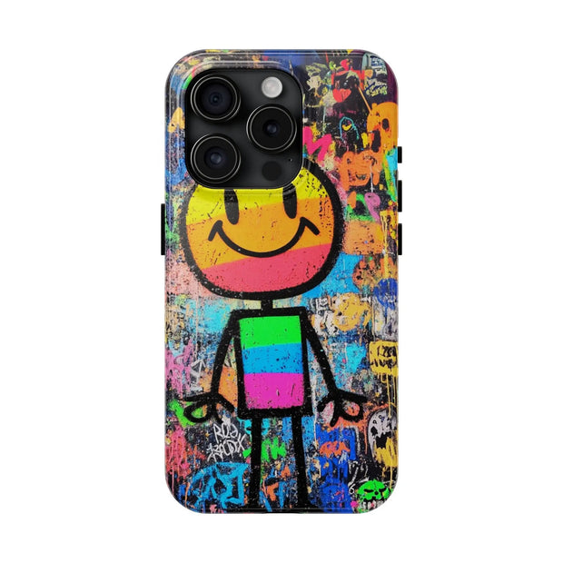 Rainbow Graffiti Smiley Tough Phone Case LavenderCeleste
