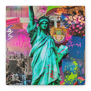 Vibrant New York Collage Matte Canvas – Statue of Liberty Pop Art Printify