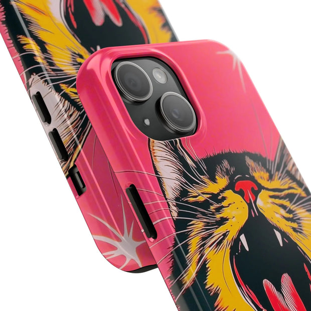 Yawning Cat Pop Art Bright Retro Aesthetic Tough Phone Case LavenderCeleste